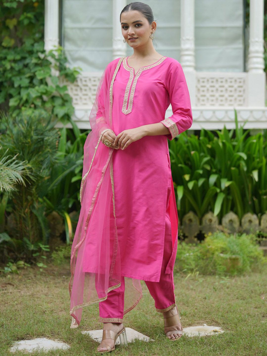 Indo Era Women Embroidered Regular Kurta with Trousers & With Dupatta | Grocsy