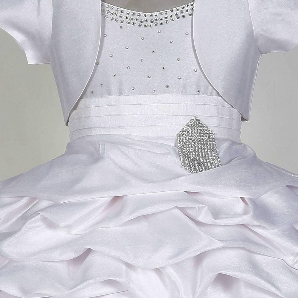 Asmaani Baby Girl's White Colour Satin A-Line Maxi Full Length Dress (AS-DRESS-22120) | Grocsy