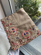 Teeya Creation New Trendy Party Wear Soft Silk Saree-Brown | Grocsy