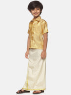 Sethukrishna Boys Gold-Toned Shirt with Dhoti | Grocsy