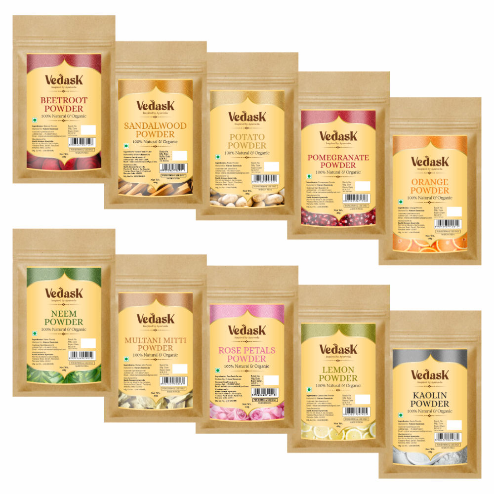 Vedask Organic Face Pack Powder Clay Mask-Combo | Grocsy