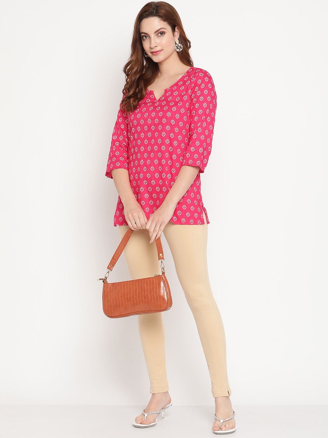 TAG 7 Women Pack of 2 Beige & Brown Solid Kurti Pants | Grocsy