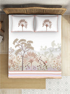 SPACES Kalakari Haath White Ethnic Motifs Cotton 210 TC King Bedsheet & 2 Pillow Covers | Grocsy