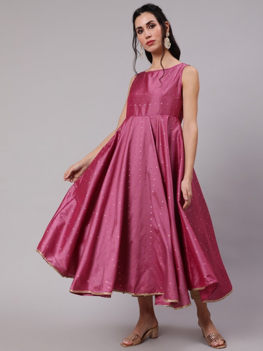 Aks Woven Design Gotta Patti Anarkali Kurta | Grocsy