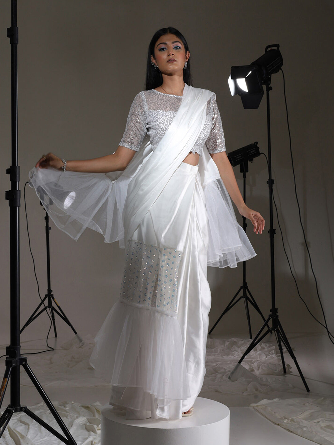 Tikhi Imli Embroidered Sequined Ready to Wear Saree | Grocsy