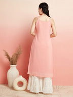 Aks Geometric Mirror Work Straight Kurta | Grocsy