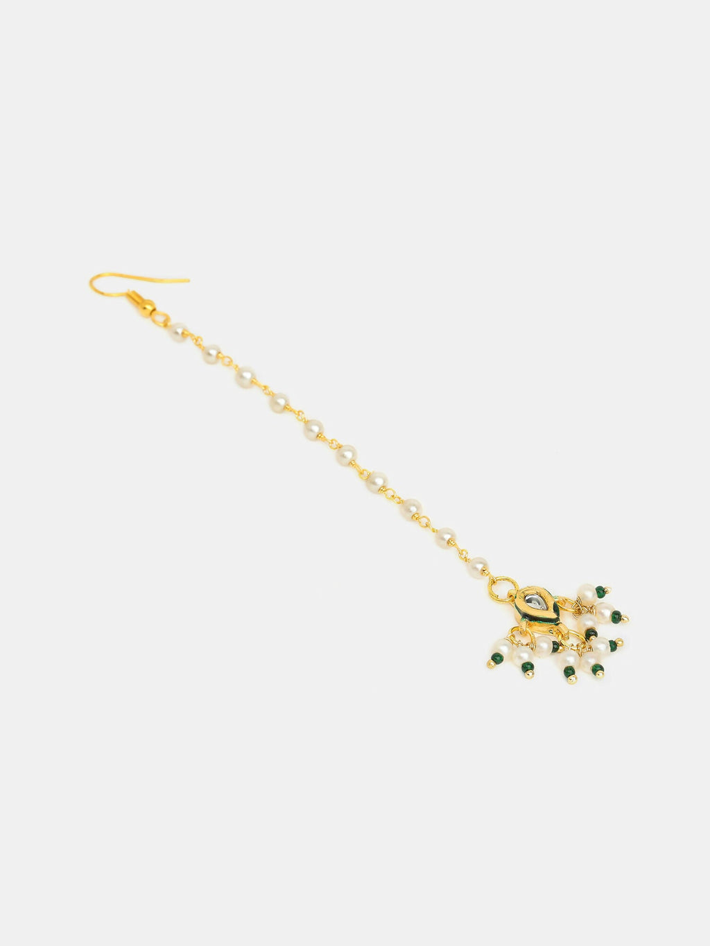 Ruby Raang Pearl Blossom Set Of Maang Tikka And Earrings | Grocsy