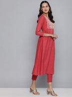 HERE&NOW Women Yoke Design Pure Cotton Kurta & Trousers with Dupatta | Grocsy