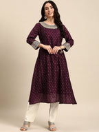 All About You Ethnic Motifs Embroidered Empire Sequinned Kurta with Trousers | Grocsy