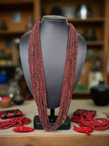 Inhanns Rangsaaz 20-Layer Luxe Long Beaded Only Necklace - Cofee Brown Only Necklace | Grocsy