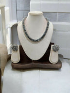 Inhanns Noor-E-Jalwa – Handmade Crystal Bead Necklace / Necklace With Earrings -Adjustable - Titanium | Grocsy