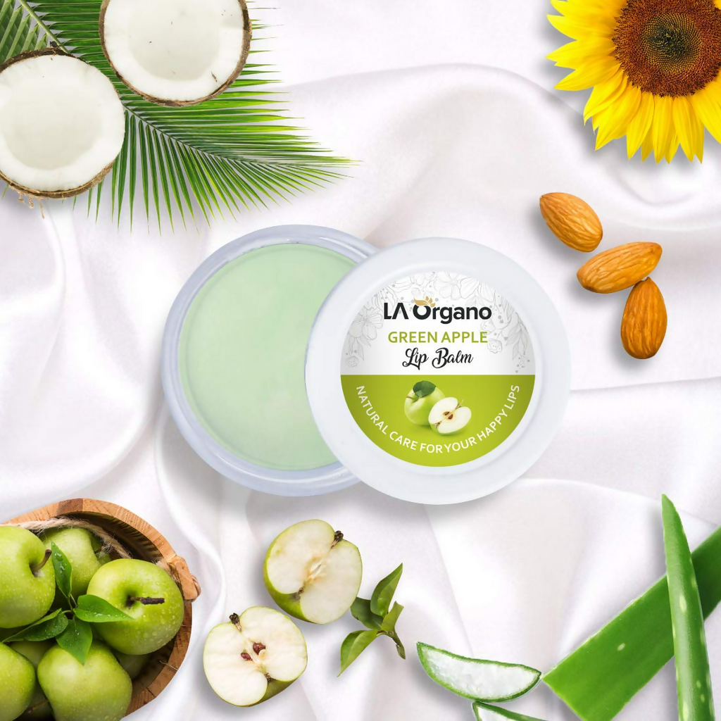 LA Organo Green Apple Lip Balm For Dry Chapped Lips | Grocsy