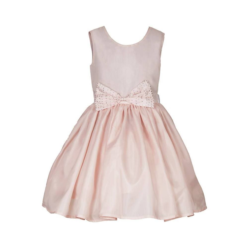 Asmaani Baby Girl's Peach Color Satin Knee Length Frock (AS-DRESS-22007) | Grocsy
