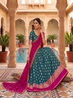 Teeya Creation Peacock Blue Banarasi Silk Ethnic Lehenga Choli for Festivals and Weddings | Grocsy