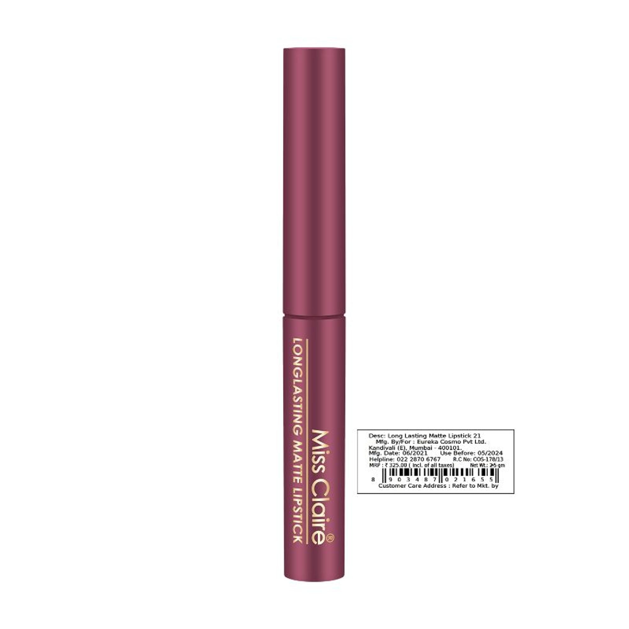Miss Claire Long Lasting Matte Lipstick - 21 Sherbet Pink | Grocsy