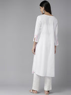 ADA Ethnic Motifs Embroidered Chikankari Cotton Kurta | Grocsy