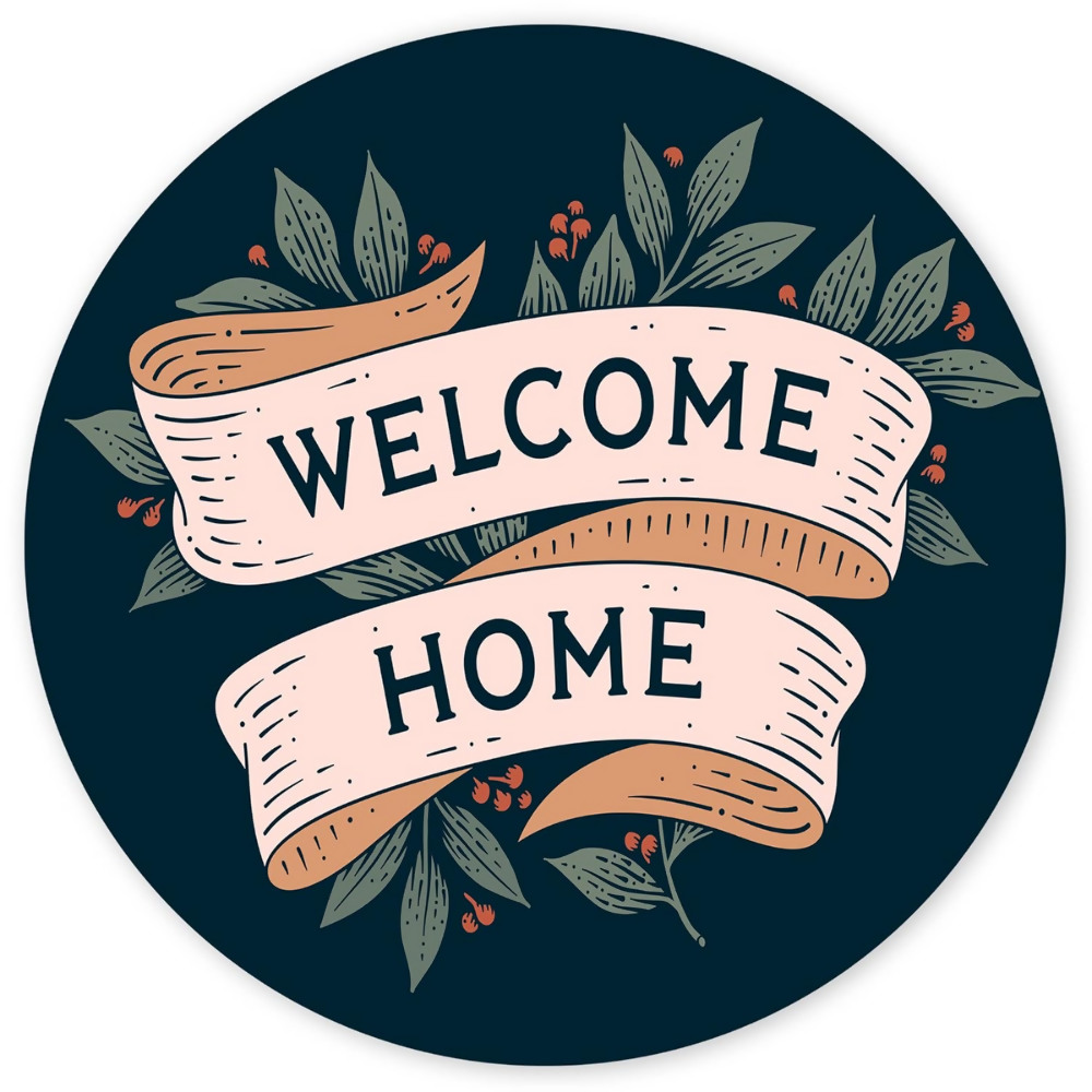 Artvibes Welcome Home Round Wood Design Artworks Hangings Ornaments | Grocsy