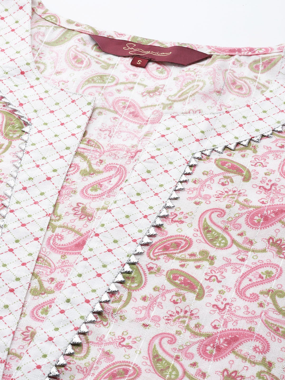Sangria Women Paisley Printed Gotta Patti Kurta With Trousers | Grocsy