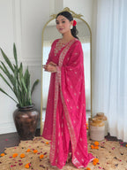 The52 Women's Viscose Silk Embroidery work Straight Kurta with Pant and Dupatta Set | Grocsy
