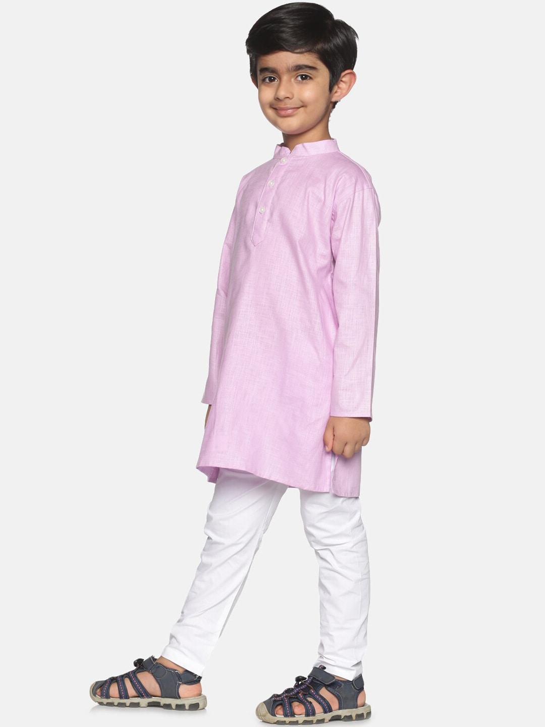 Sethukrishna Boys Purple Pure Cotton Kurta with Pyjamas | Grocsy