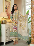 Yufta Yellow Cotton Straight Floral Print Beads And Stones Lace Work Kurta Dupatta Set | Grocsy