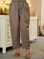 Yufta Pink Cotton Straight Lace Work Kurta Dupatta Set | Grocsy