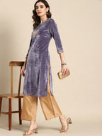 All About You Women Velvet Finish Yoke Design Regular Kurta with Palazzos | Grocsy