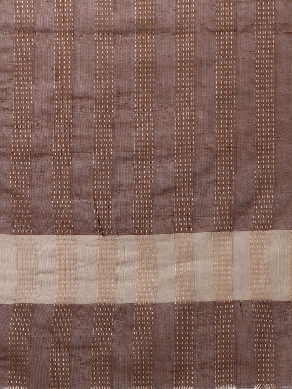 HERE&NOW Brown Striped Regular Pure Cotton Kurta With Trousers & Dupatta | Grocsy