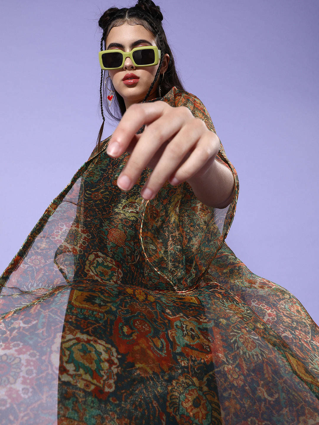 InWeave Multi Color Organza Cape | Grocsy