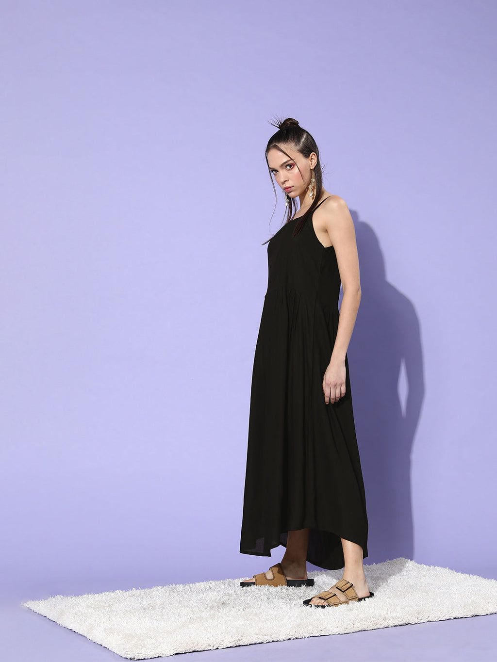 InWeave Black -Orange Organza Cape Set | Grocsy