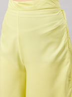 InWeave Women's Summer Yellow R Strappy Kurta Set With Green Leh Dupatta | Grocsy