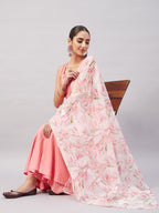 InWeave Women's Light Pink Sleeveless Kurta Set W White Peach Organza Dupatta | Grocsy