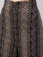 InWeave Women's Black Bandhani Teired Sharara Set W Mustard Kota Dupatta | Grocsy