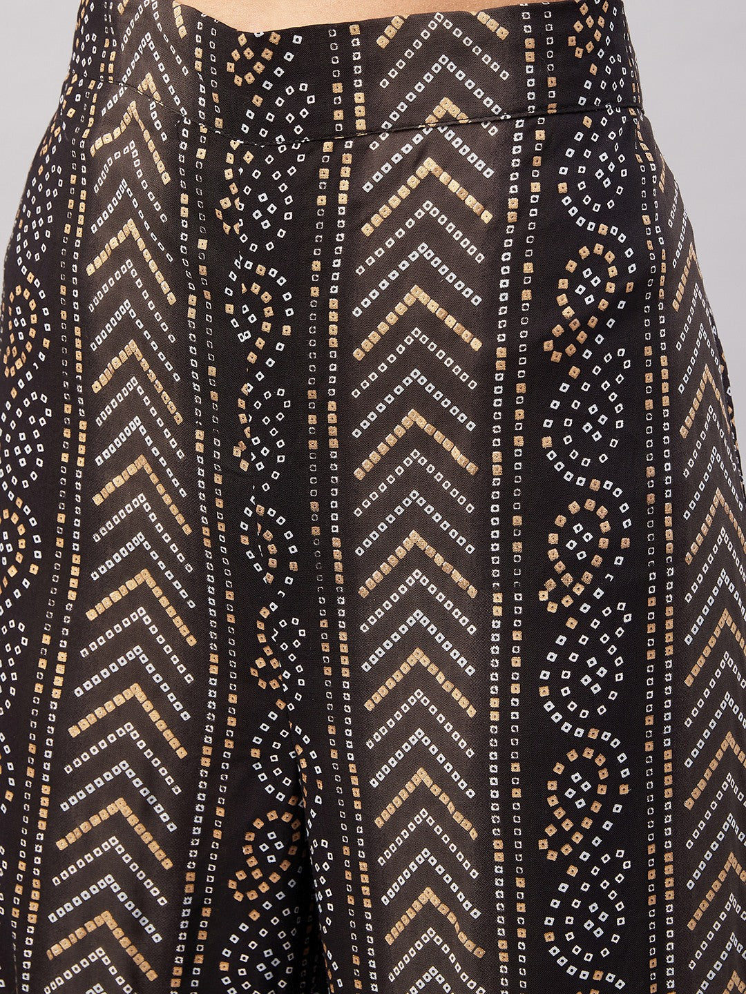 InWeave Women's Black Bandhani Teired Sharara Set W Mustard Kota Dupatta | Grocsy