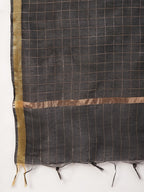 InWeave Women's Yelllow Floarl Print Strappy Set W Black Gold Check Dupatta | Grocsy