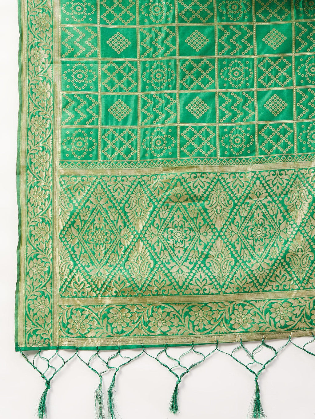 InWeave Women's Red Off Shoulder Kurta Set W Green Brocade Dupatta | Grocsy