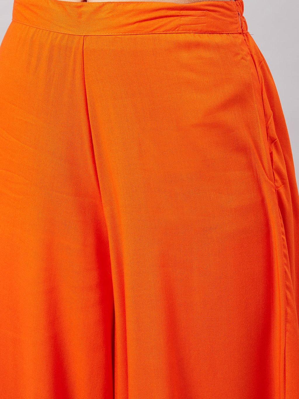InWeave Women's Orange Gota Long Anrkali Kurta Set W Green Organza Dupatta | Grocsy