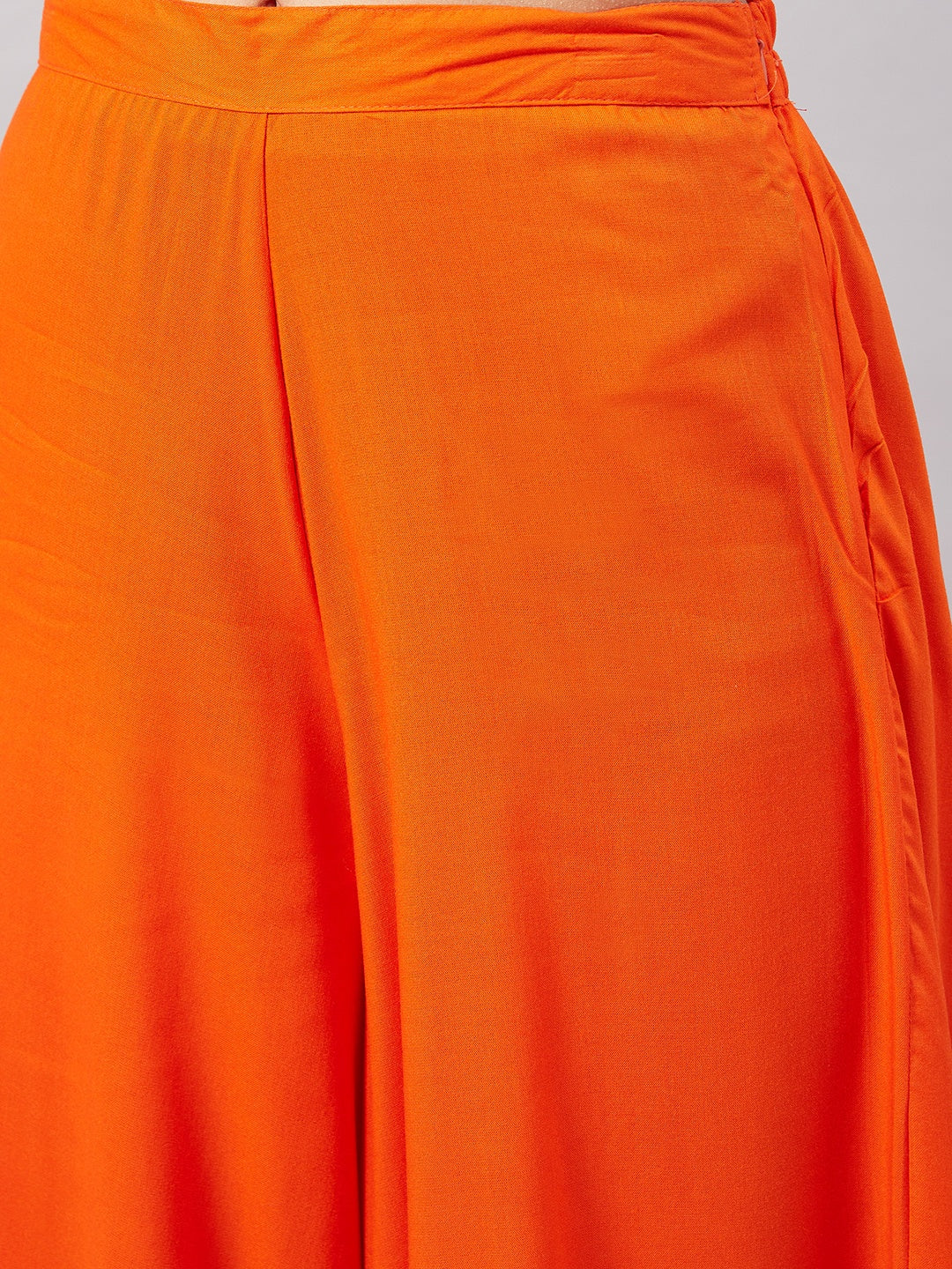 InWeave Women's Orange Gota Long Anrkali Kurta Set W Green Organza Dupatta | Grocsy