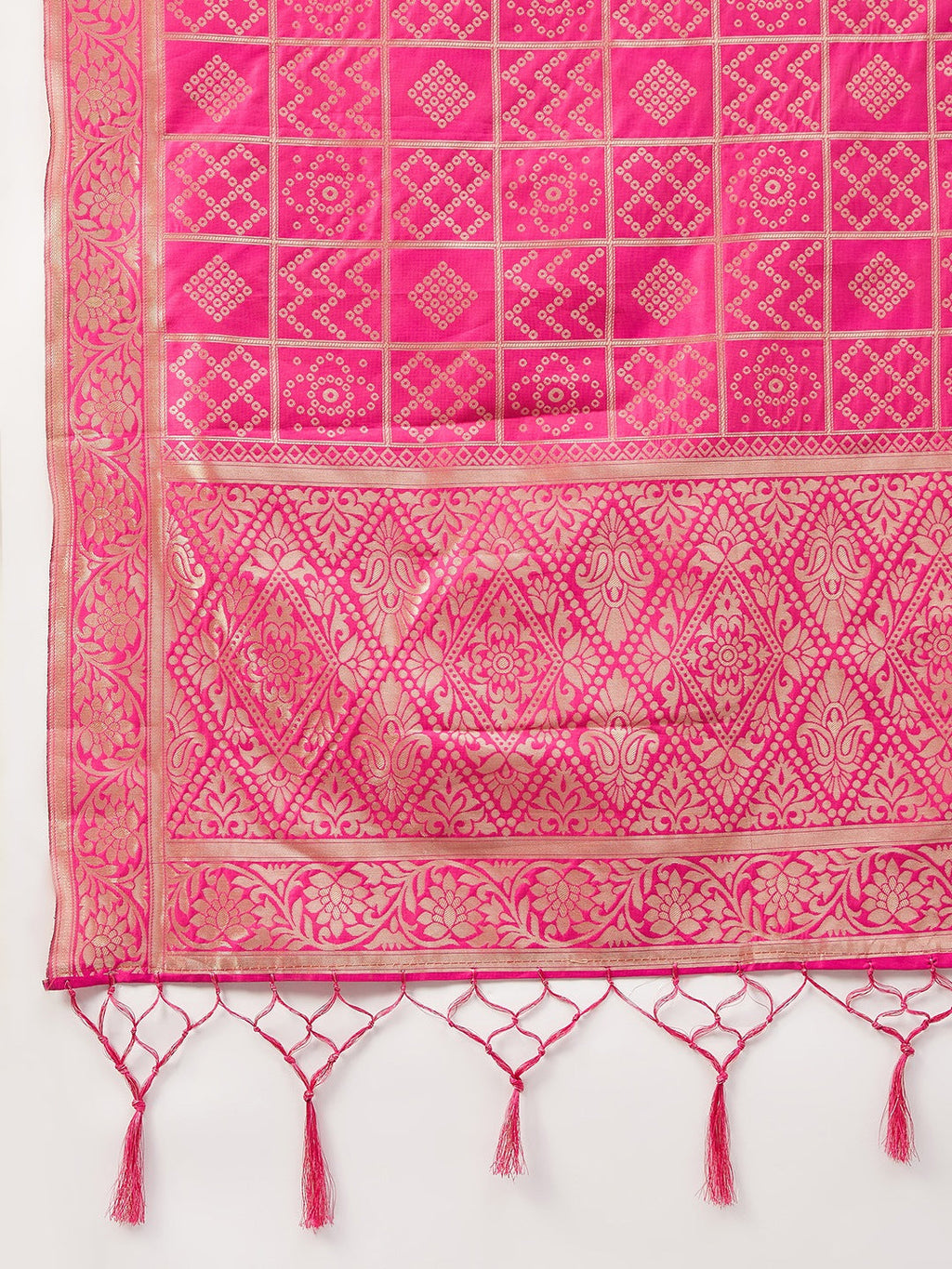 InWeave Women's Wine Solid Strappy Set With Pink Brocade Dupatta | Grocsy