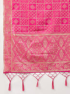 InWeave Women's Wine Solid Strappy Set With Pink Brocade Dupatta | Grocsy