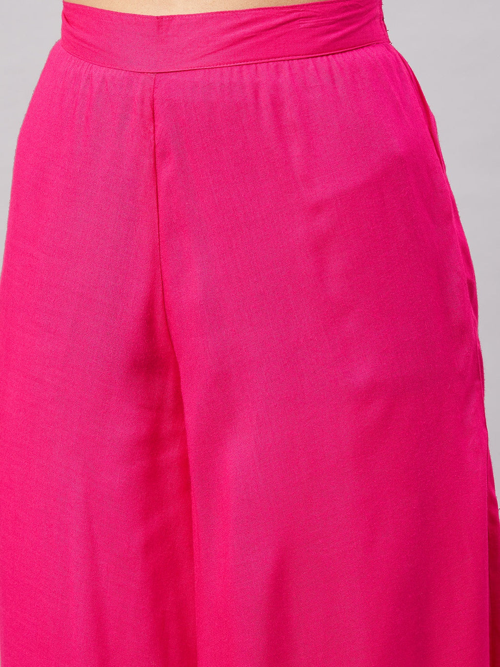 InWeave Women's Fuchsia Sleeveless Kurta Set W Black Pink Ethnic Dupatta | Grocsy