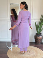 The52 Beautiful Women's Thread work Viscose Fabric Straight Kurta, Pant and Dupatta Set | Grocsy