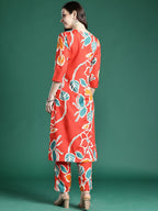 Indo Era Floral Printed Regular Pure Cotton Kurta with Trousers | Grocsy