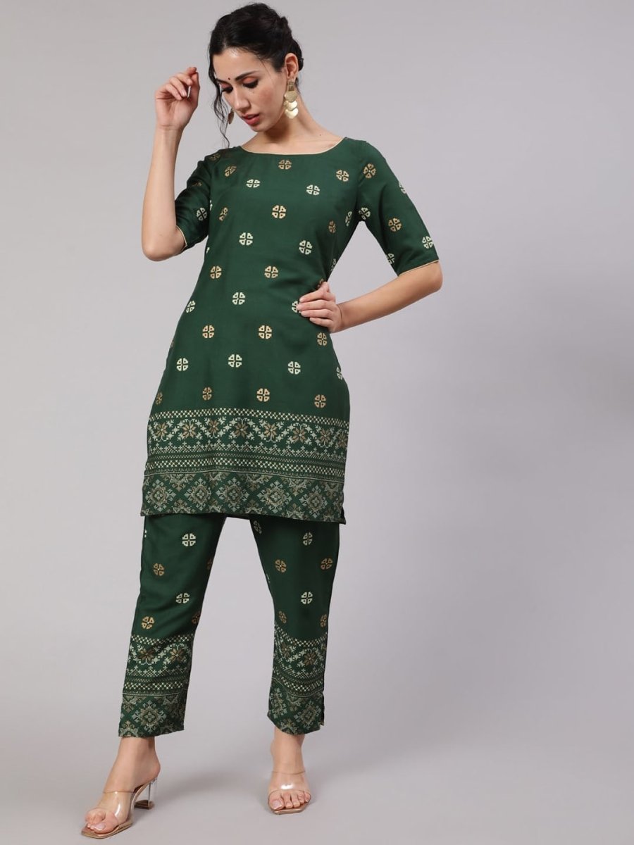 Aks Ethnic Motifs Printed Regular Kurta with Trousers | Grocsy