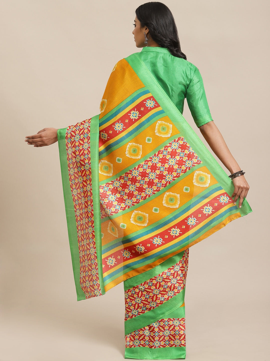 Saree Mall Mustard Yellow Dyed Saree | Grocsy