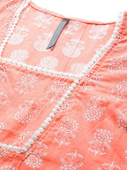 HERE&NOW Pure Cotton Floral Printed Straight Kurta | Grocsy