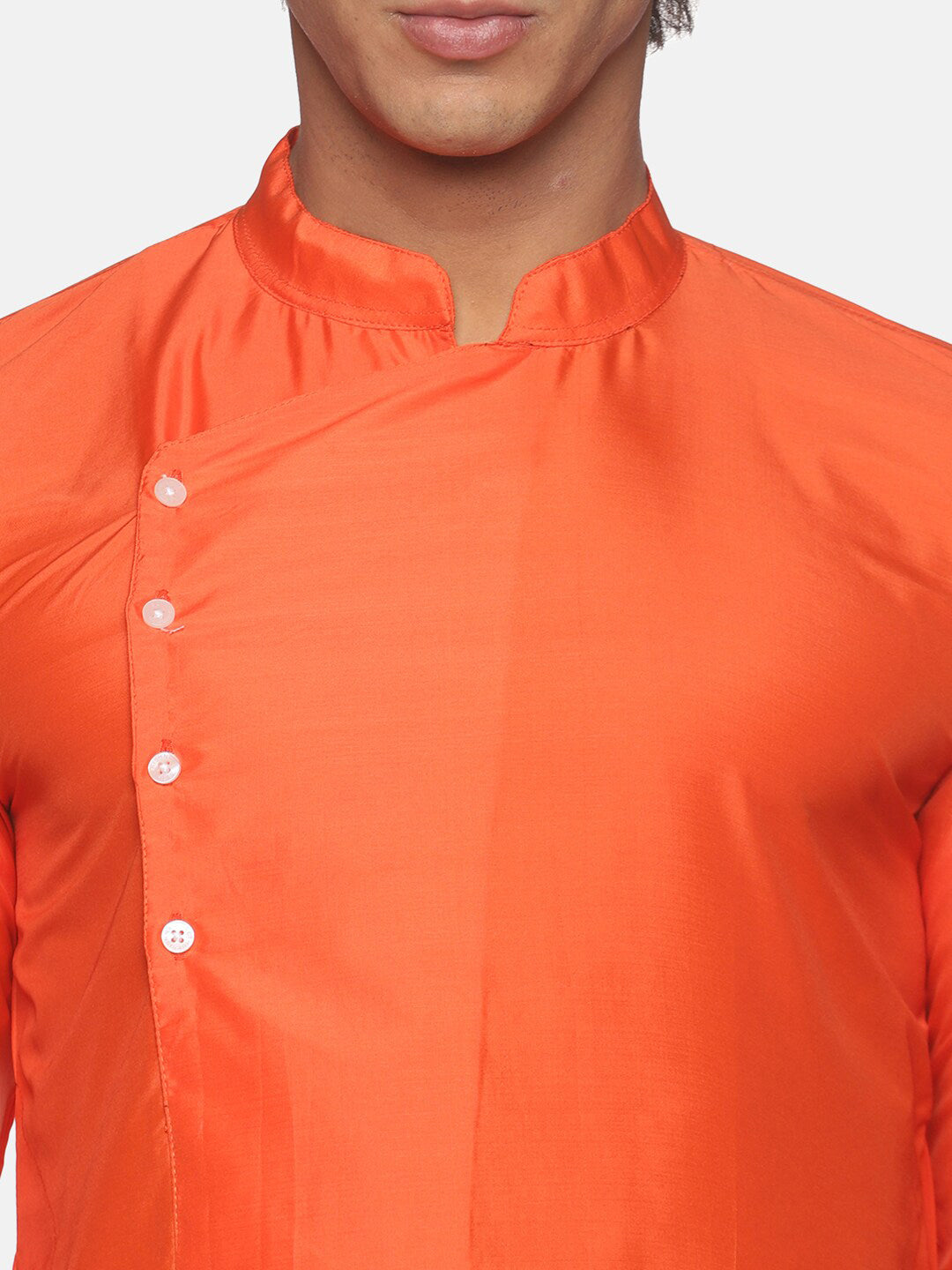 Sethukrishna Men Orange Angrakha Kurta with Churidar | Grocsy