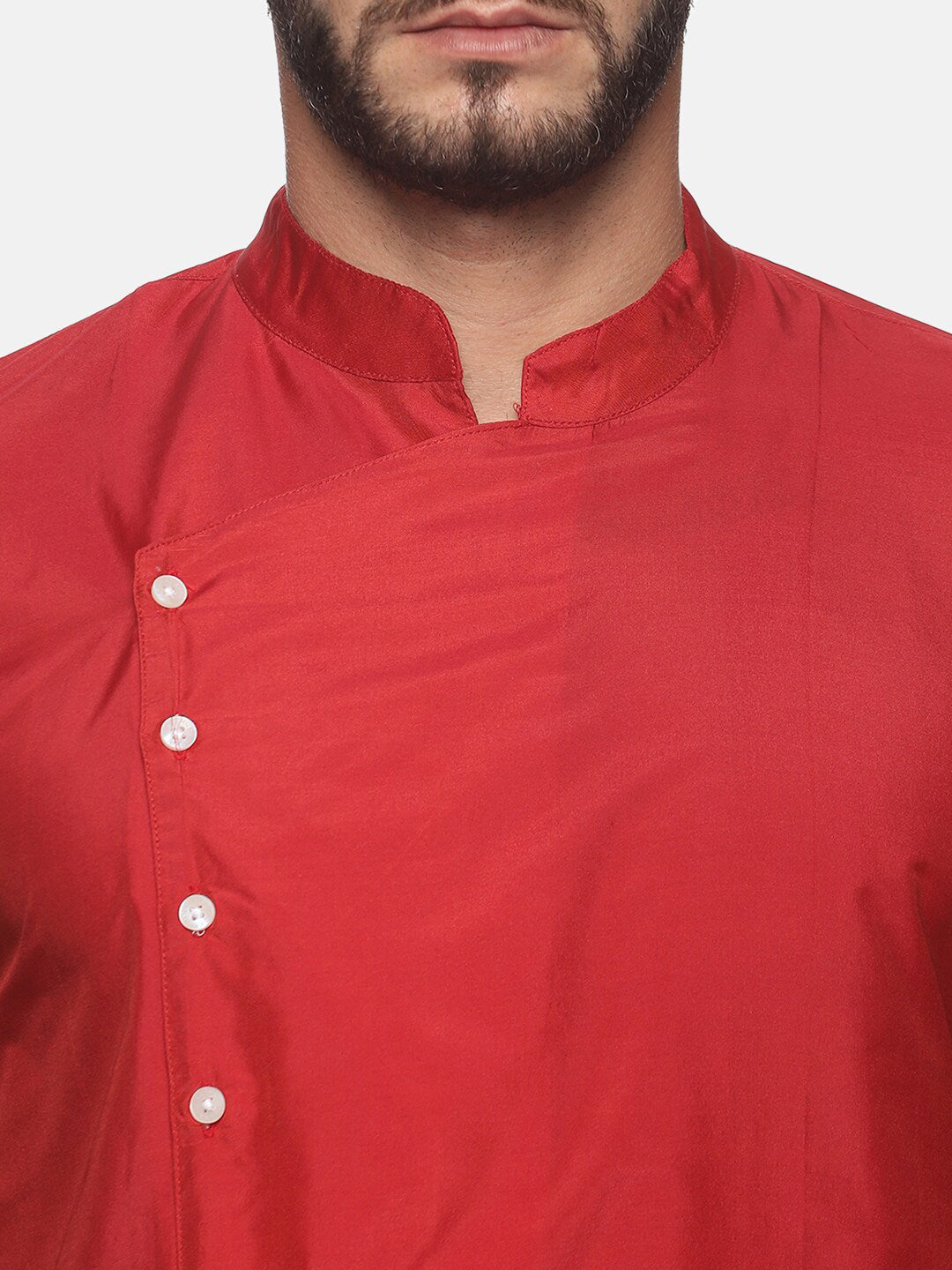 Sethukrishna Men Maroon Angrakha Kurta with Dhoti Pants | Grocsy