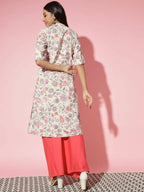 Myshka Women Multi Floral Cotton A-Line Round Neck Kurtas | Grocsy