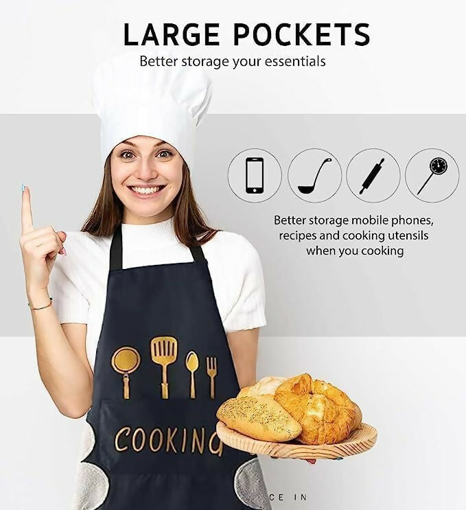 Klimet Waterproof Kitchen Apron For Women-Black | Grocsy